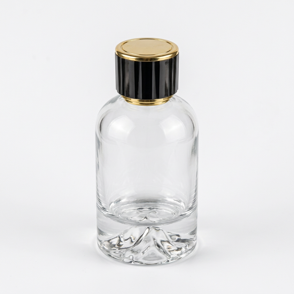 100 ml Dağ şişe, doğal dokulu siyah-altın kapaklı fotoğraf