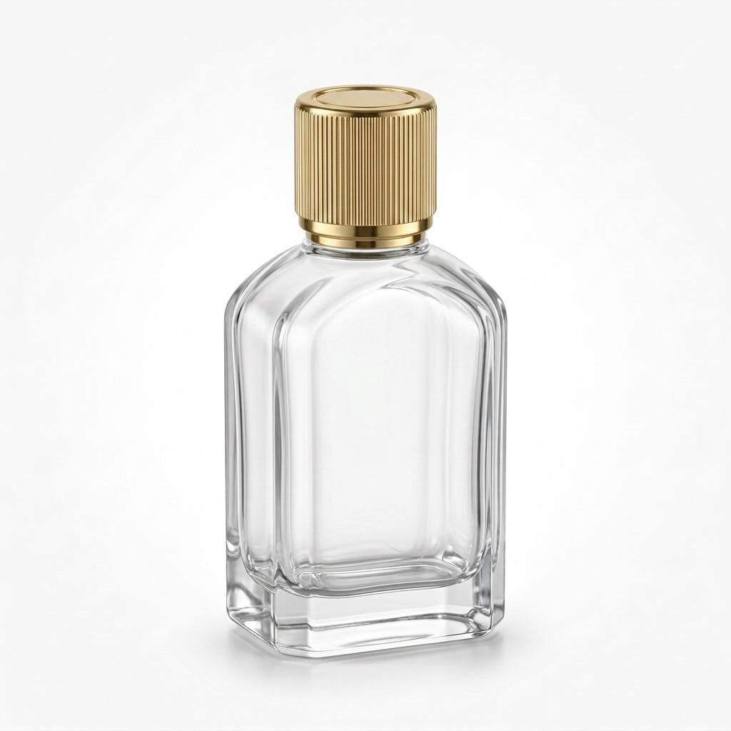 100 ml LV boş parfüm şişesi, küçük altın çizgili kapak