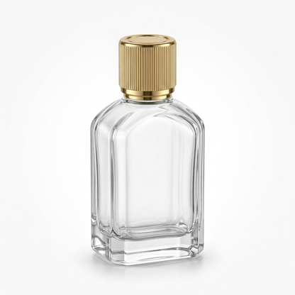 100 ml LV boş parfüm şişesi, küçük altın çizgili kapak