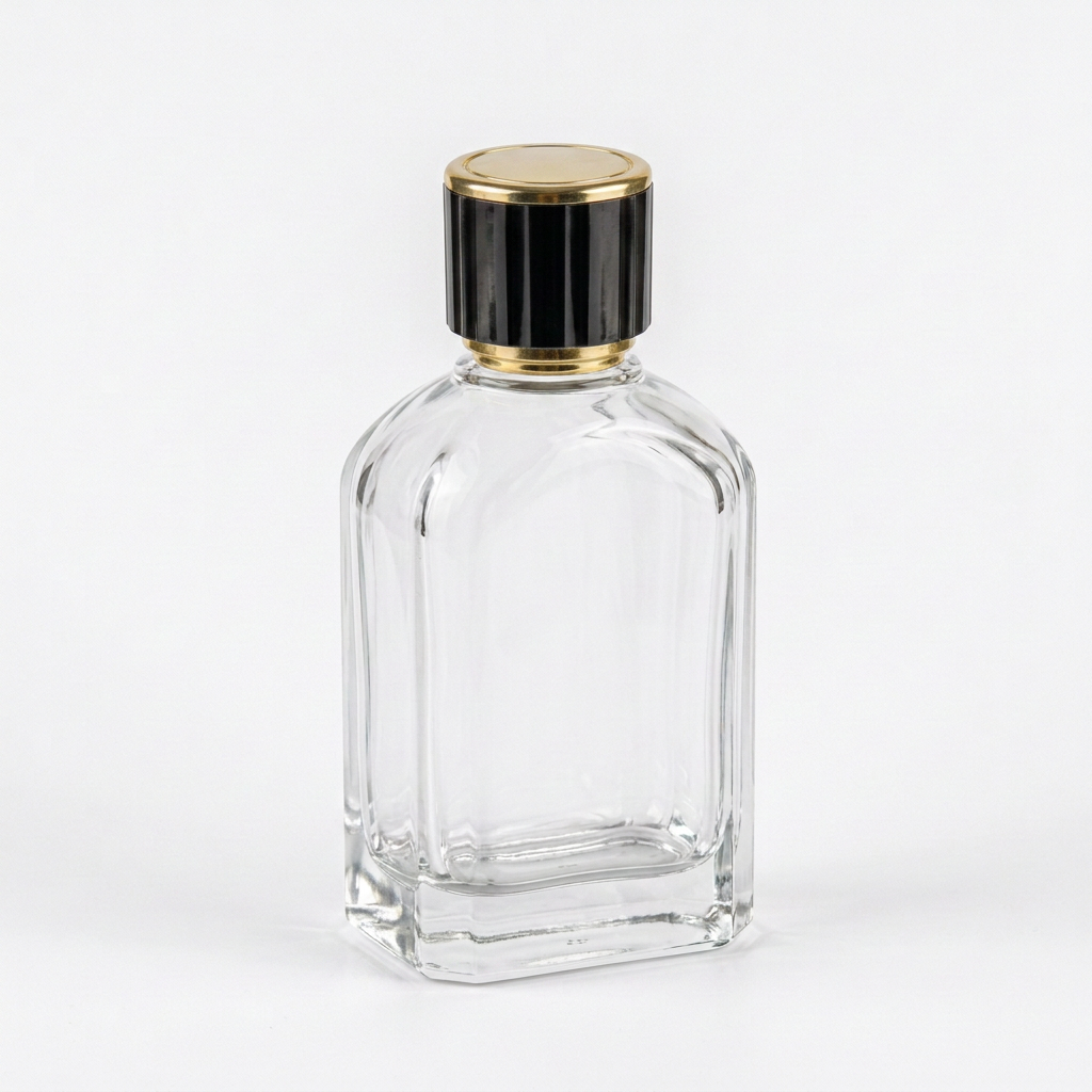 100 ml LV boş parfüm şişesi, küçük siyah-altın kapak