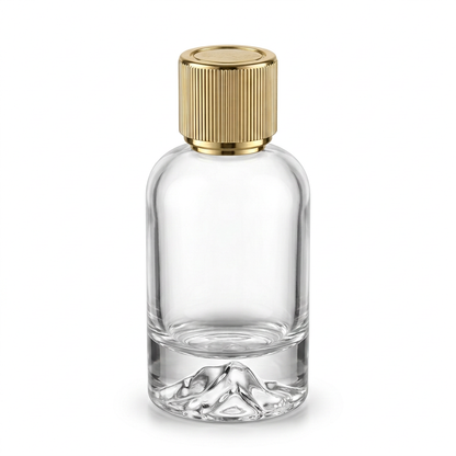 100 ml Dağ boş parfüm şişesi, altın çizgili kapak